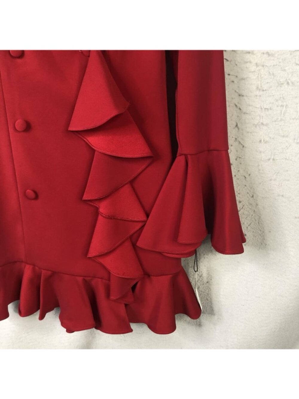Issue New York Dress Womens M Red Ruffle Jacket Mini Long Sleeve Party Cocktail - Picture 12 of 16